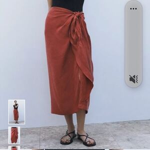 Zara Terracotta Midi Skirt